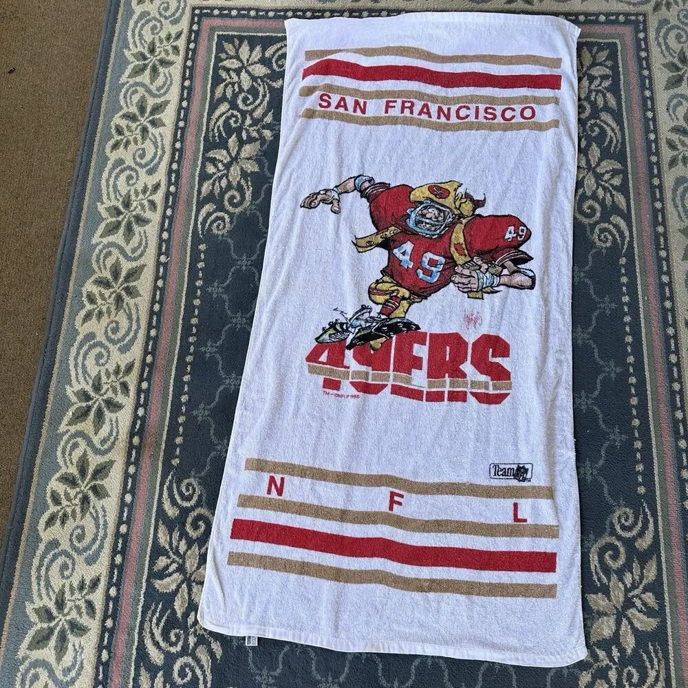 Vintage San Francisco 49ers Beach Towel Jack‎ Davis 1988 NFL Rare 58x28”